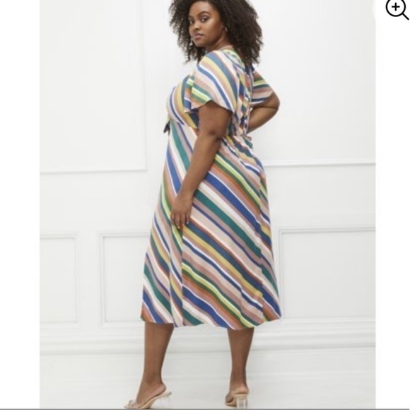 ELOQUII NWT Diagonal Rainbow Striped Midi Dress Size 22 - Picture 3 of 12